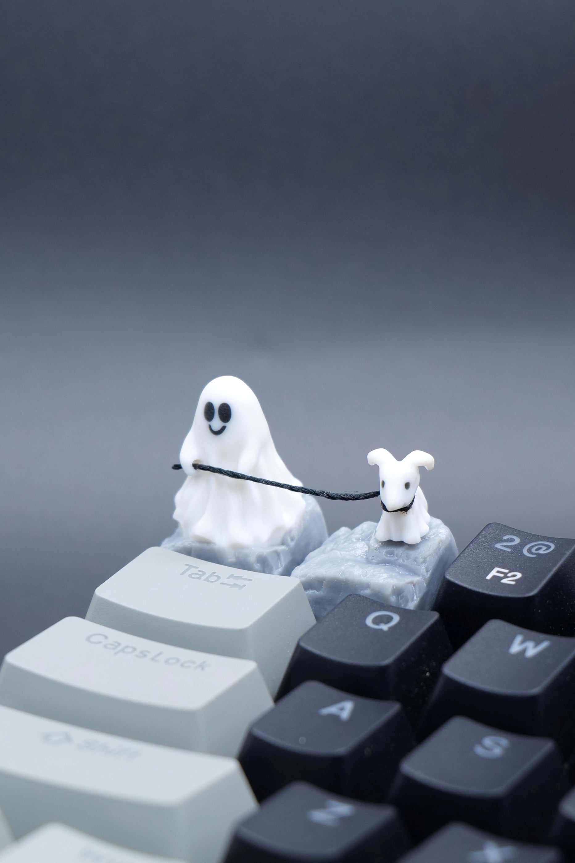 Ghost Leading Sheep Keycaps - Cute Resin Artisan Keycaps for Mechanical Keyboards | Personalized & Creative Custom Keycaps for Typing Enthusiasts & Gamers