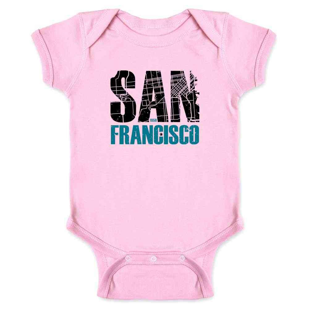 Pop Threads San Francisco California Retro Map Travel Baby Bodysuit - Cute Infant Boy Girl Outfit for Travel & Vacation Photos