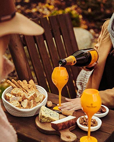 Veuve Clicquot 6-Piece Yellow Champagne Flutes Set - Shatterproof Polycarbonate Acrylic Glasses for Poolside, Weddings & Parties (Small Edition) - Elegant Drinkware for Celebrations & Outdoor Entertaining