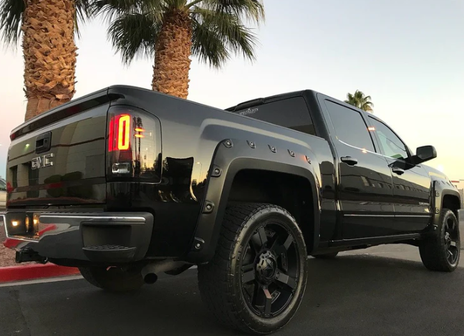 GMC Sierra 2500/3500 2014-2019 Tail Lights - OLED Red LED Replacement for 3rd Gen Single Wheel Models with OEM Halogen Lights | Perfect for Truck Upgrades & Night Driving Safety