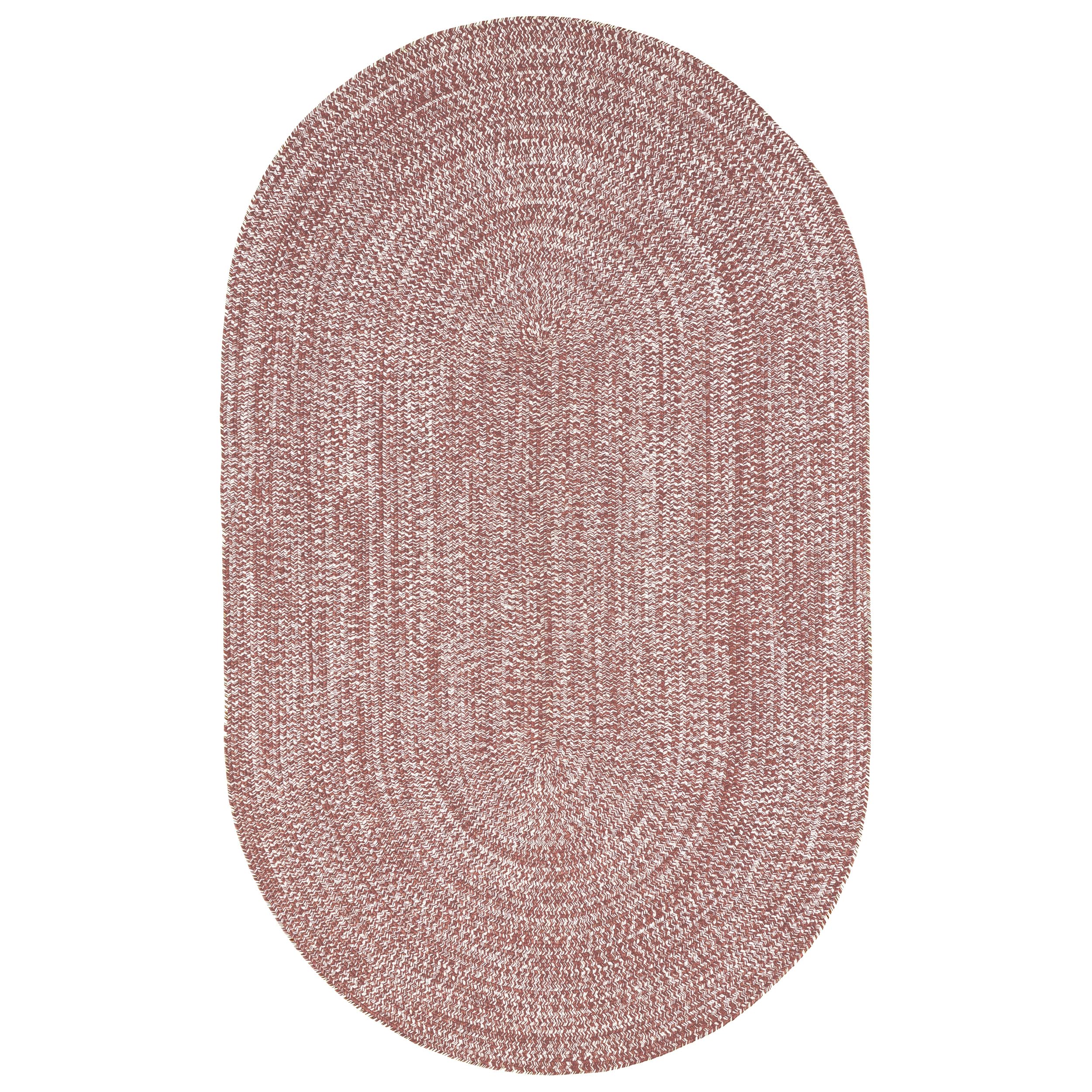 Reversible Braided Oval Area Rug 6x9 Feet - Indoor Outdoor Washable Rug for Living Room, Bedroom, Office, Kitchen & Dining - Brick-White Color - Perfect for Home Decor, Patio & High Traffic Areas