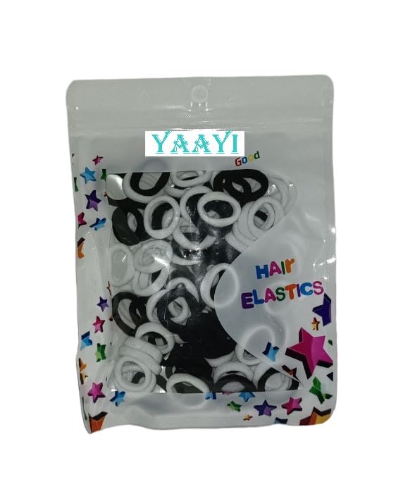 Yaayi No Metal Hair Ties - 100 Pack High Elastic Ponytail Holders for Thick & Curly Hair (Black & White) - Gentle Hair Rubber Bands for Women & Girls - Perfect for Workouts, Yoga, Office & Daily Styling