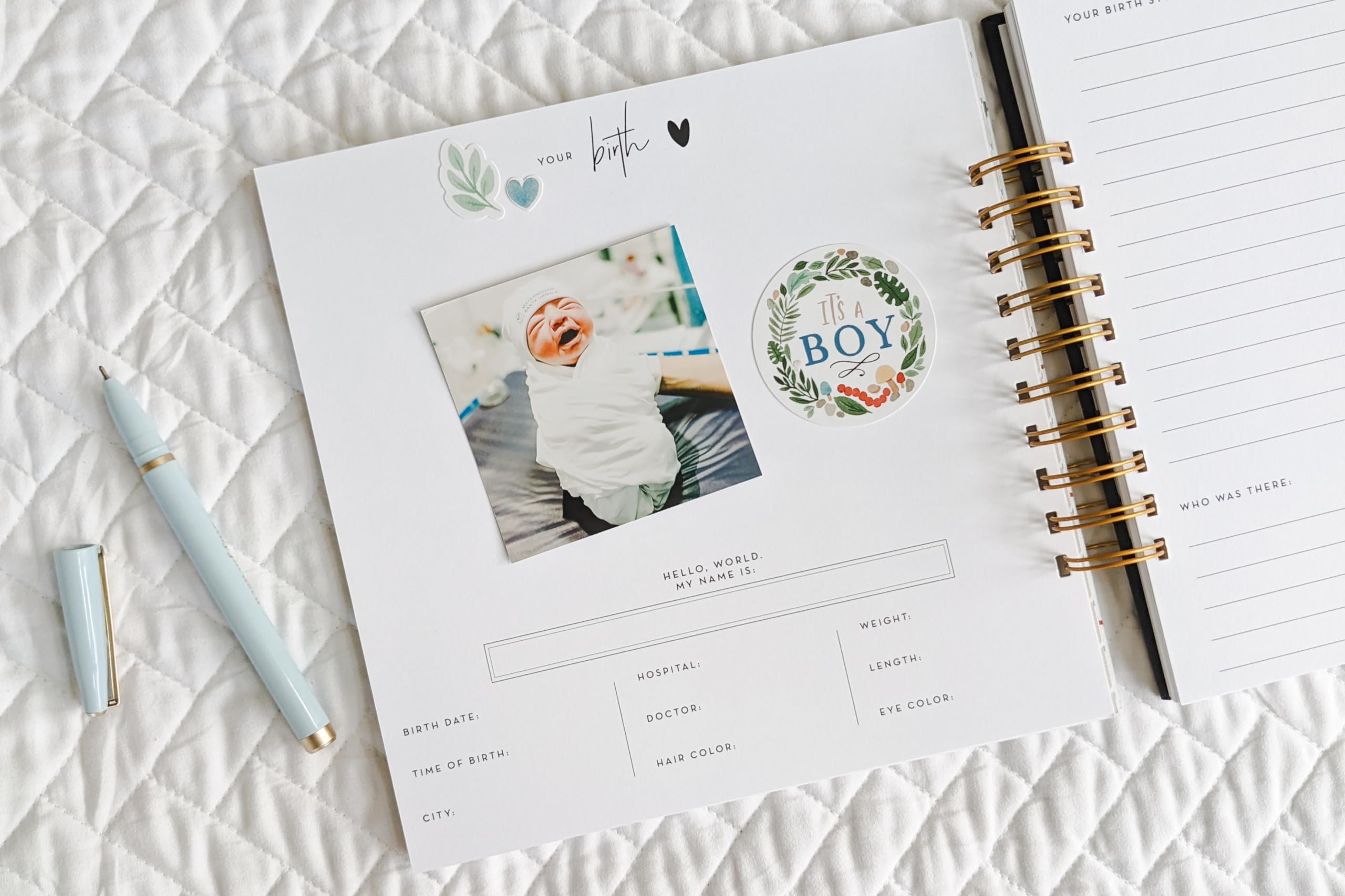 Baby Memory Book for First Year - Record Baby Girl or Boy's Milestones in Photo Journal Scrapbook Album (Blush) | Perfect for Newborn Gifts, Christening Presents & 1st Birthday Keepsakes