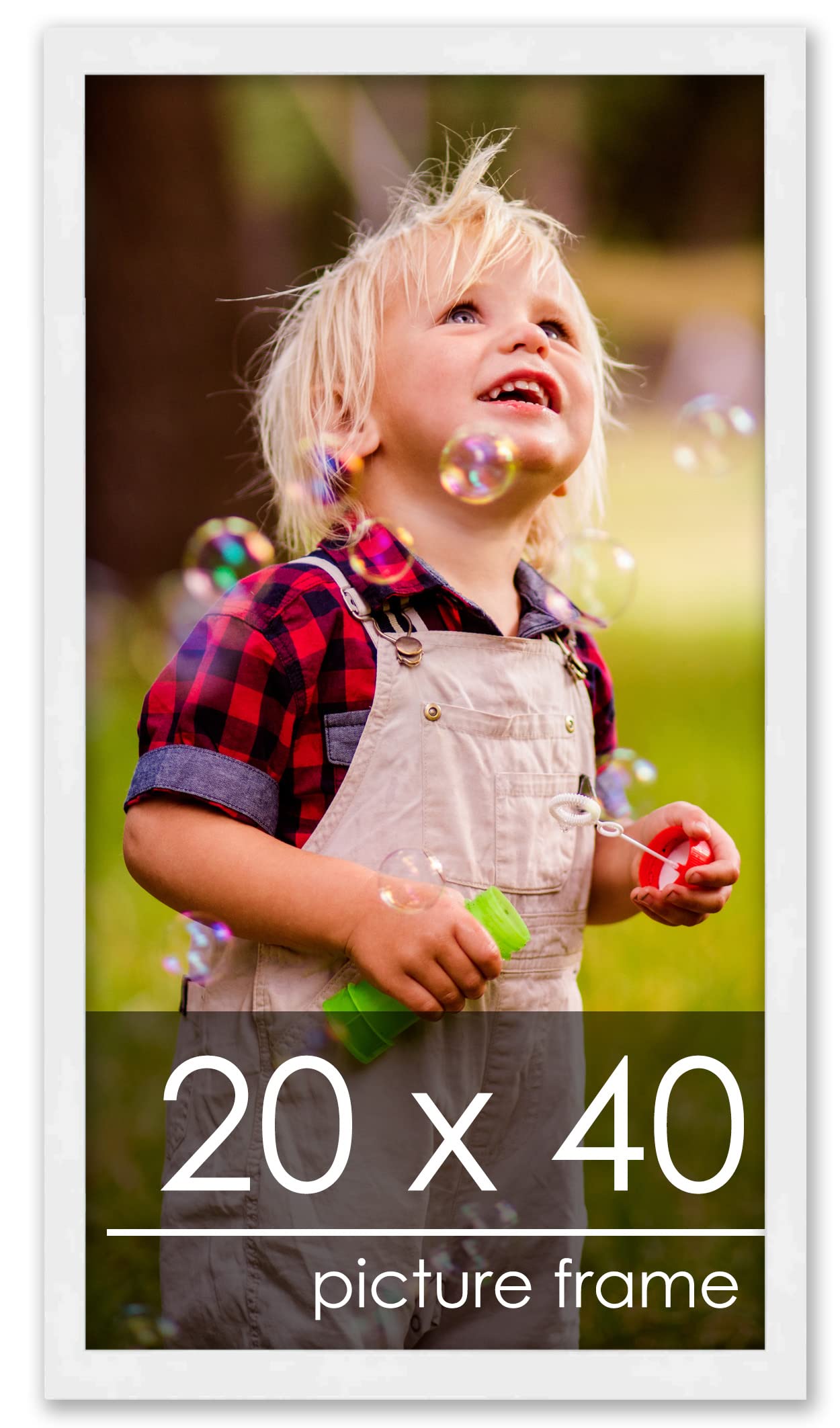 20x40 White Solid Pine Wood Panoramic Picture Frame - Includes UV Acrylic, Foam Board Backing & Hanging Hardware - Perfect for Wall Art, Family Photos, and Home Decor