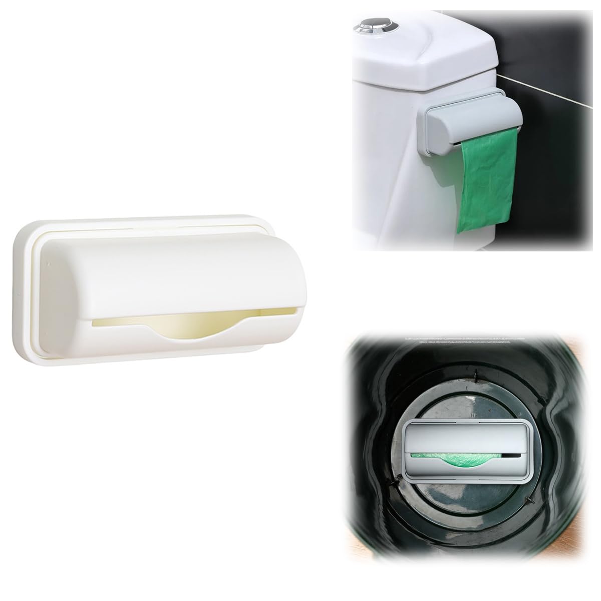 Fineliner Bag Dispenser with Adhesive - White Trash Can Bag Holder for Bottom of Can | Convenient Waste Bag Storage for Kitchen, Bathroom & Office Use