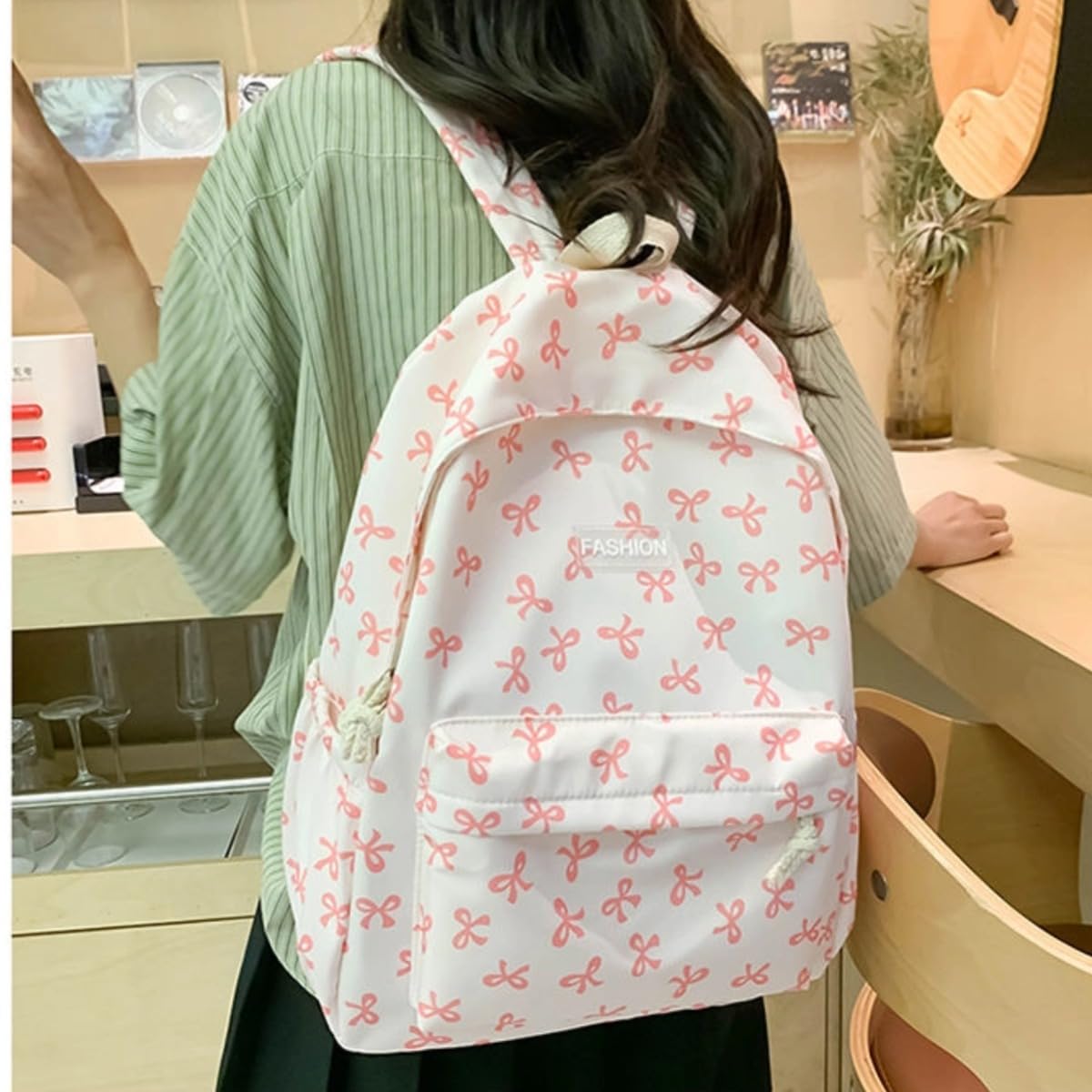 Kawaii Japanese Bow Backpack - Large Capacity Laptop Bag for Women & Teens, Cute Aesthetic Pink School Backpack with Accessories | Perfect for College, Travel, Work & Everyday Use