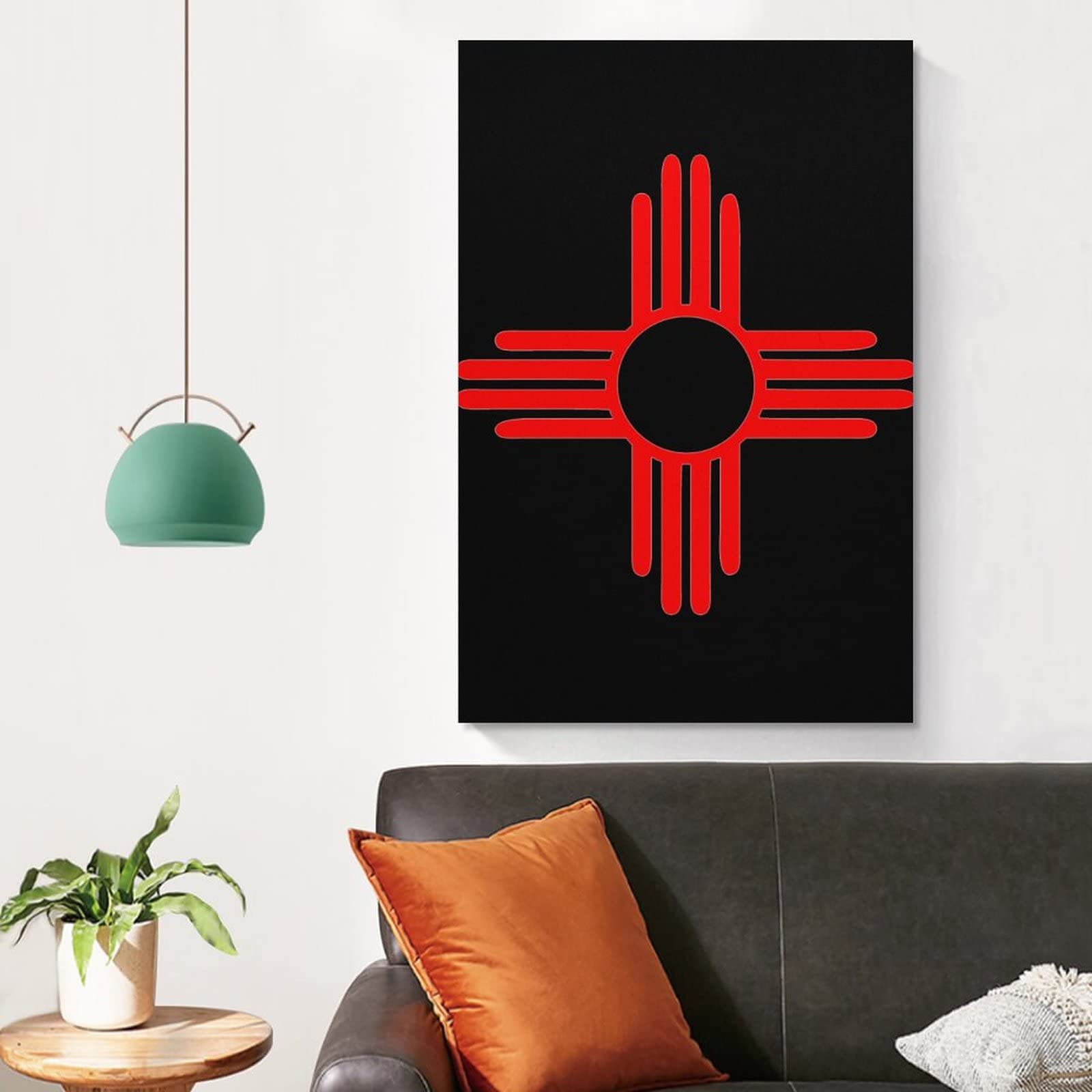New Mexico Sun Zia Printed Painting - Modern Vertical Wall Art for Bedroom & Home Decor - Perfect for Southwestern Style Living Rooms, Offices & Gifts
