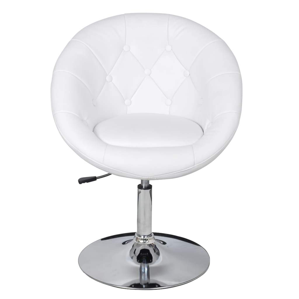 SKM White Faux Leather Bar Stools Set of 2 - Modern Kitchen Counter Height Stools for Dining Room, Bar, or Breakfast Nook (Model 5691)