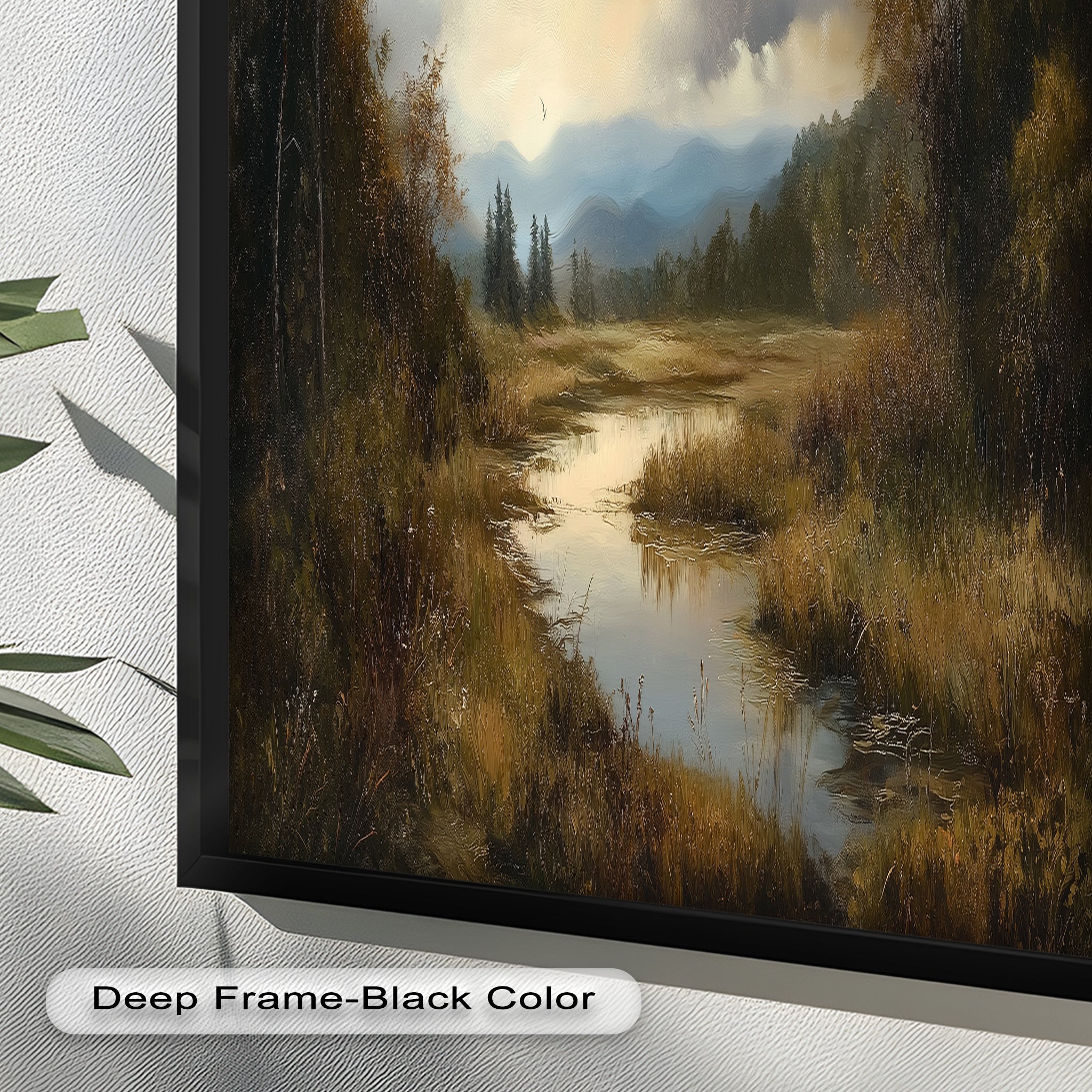 Autumn River Landscape Oil Painting - Handmade Canvas Wall Art for Living Room, Bedroom & Office Decor