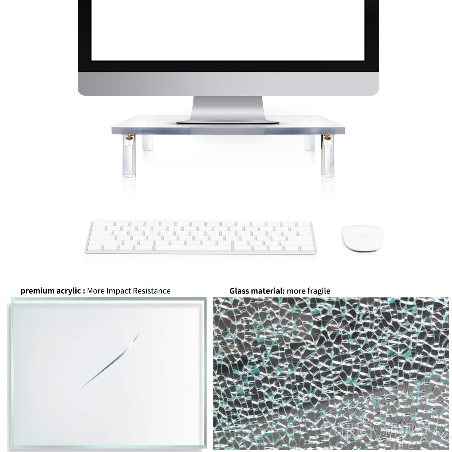 Yestbuy Clear Acrylic Monitor Stand Riser - Ergonomic Desktop Organizer for Computer, Laptop, Printer & Office Accessories | Perfect for Home Office Setup & Workspace Organization