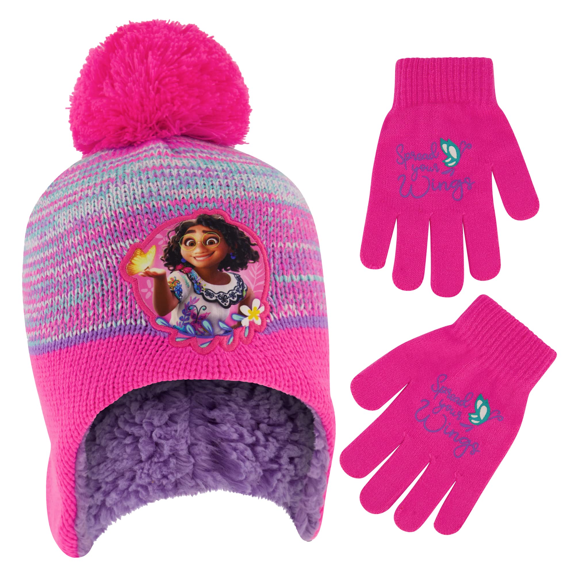 Disney Toddler Winter Hat and Mittens Set for Girls Ages 2-4 | Encanto Kids Gloves and Hat Set for Ages 4-7 | Cold Weather Accessories for Snow Play and Outdoor Activities