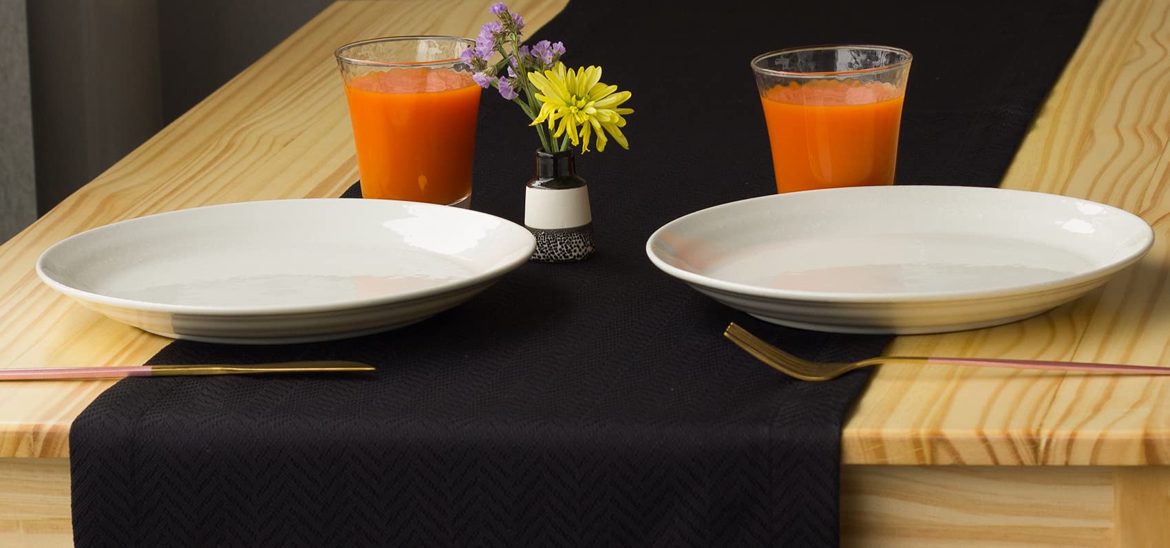 144-Inch Black Table Runner - Wrinkle-Free Waterproof Long Tablecloth for Outdoor Dining, Coffee Tables & Dressers | Perfect for Dinner Parties, Weddings, Easter & Mother's Day Decor | Elegant Home & Event Decoration