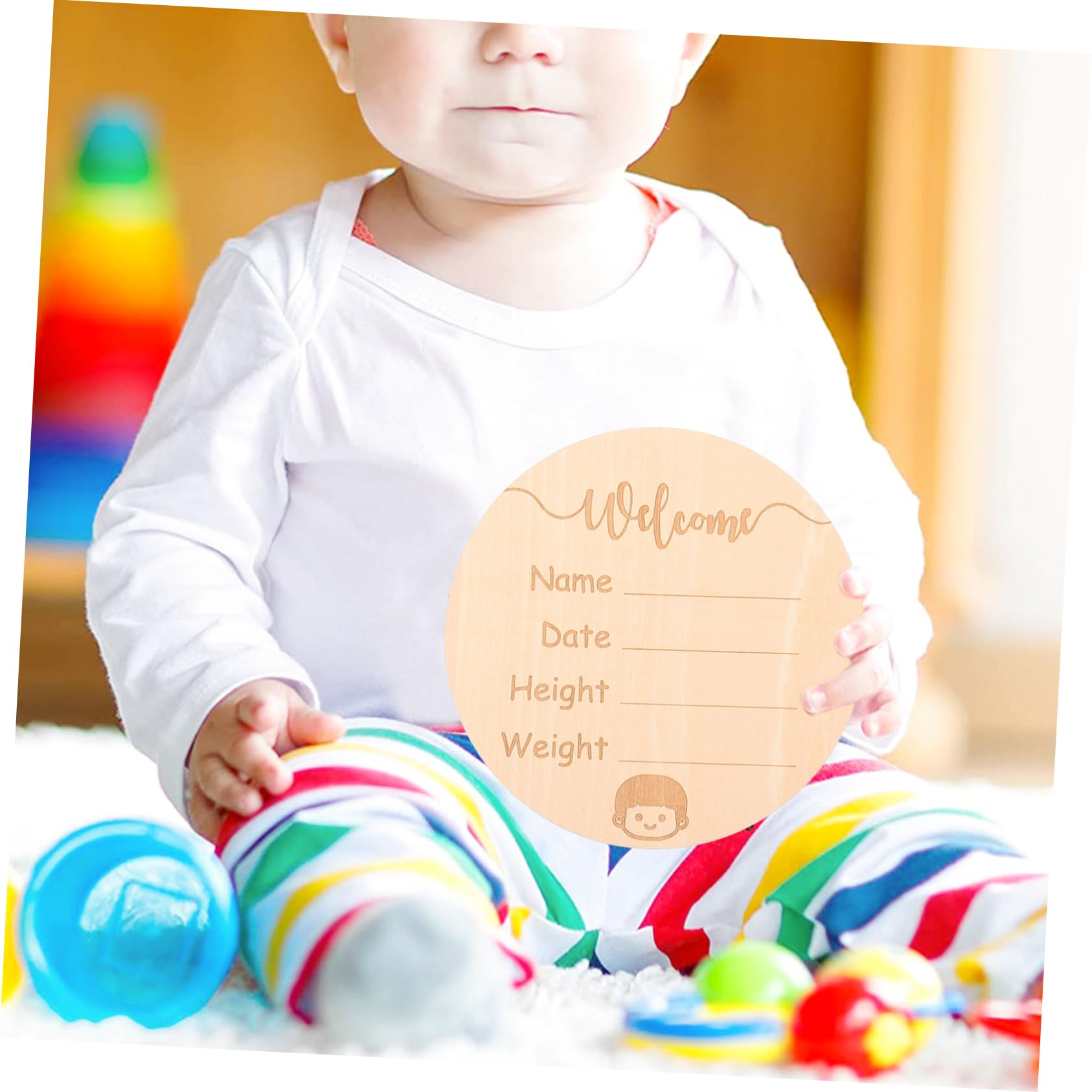 BESTonZON 3-Piece Wooden Baby Milestone Cards Set - Newborn Name Signs & Growth Record Keepsake - Perfect for Baby Showers, First Birthday Gifts, and Monthly Photo Props