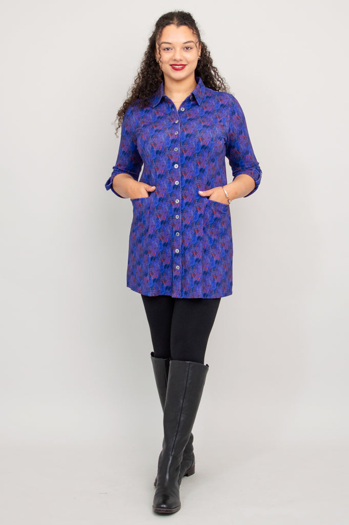 Charlie Tunic - Soft Bamboo Fabric with Artistic Brushwork Design | Women's Casual Wear for Summer & Travel | Final Sale