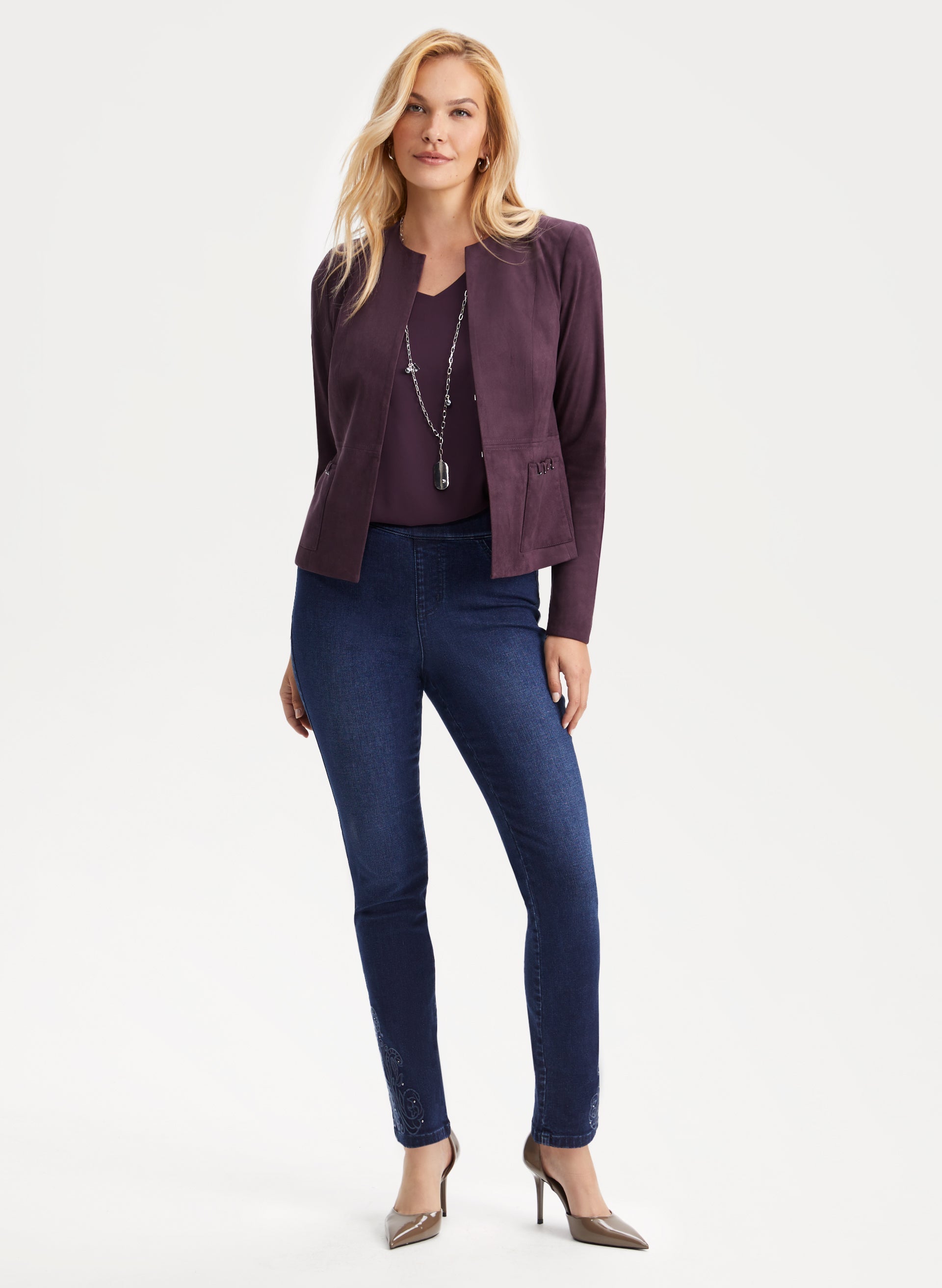 Stylish Faux Suede Jacket for Women - Trendy Vegan Leather Coat with Zipper Closure - Perfect for Fall, Winter & Casual Outings
