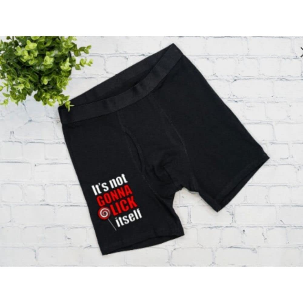 Funny It's Not Gonna Lick Itself Men's Boxer Briefs - Comfortable Cotton Underwear for Daily Wear & Gifts (XXL, Black) - Perfect for Casual, Gym & Humorous Occasions