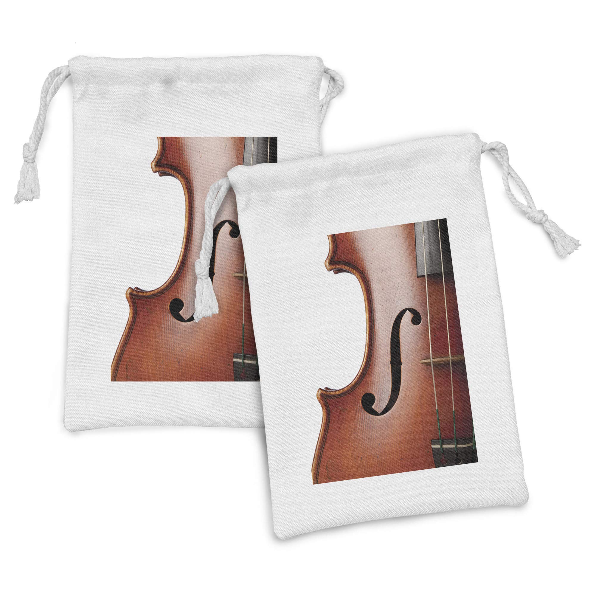 Ambesonne 2-Piece Cello Fabric Pouch Set - Drawstring Bags for Toiletries, Masks & Favors (9