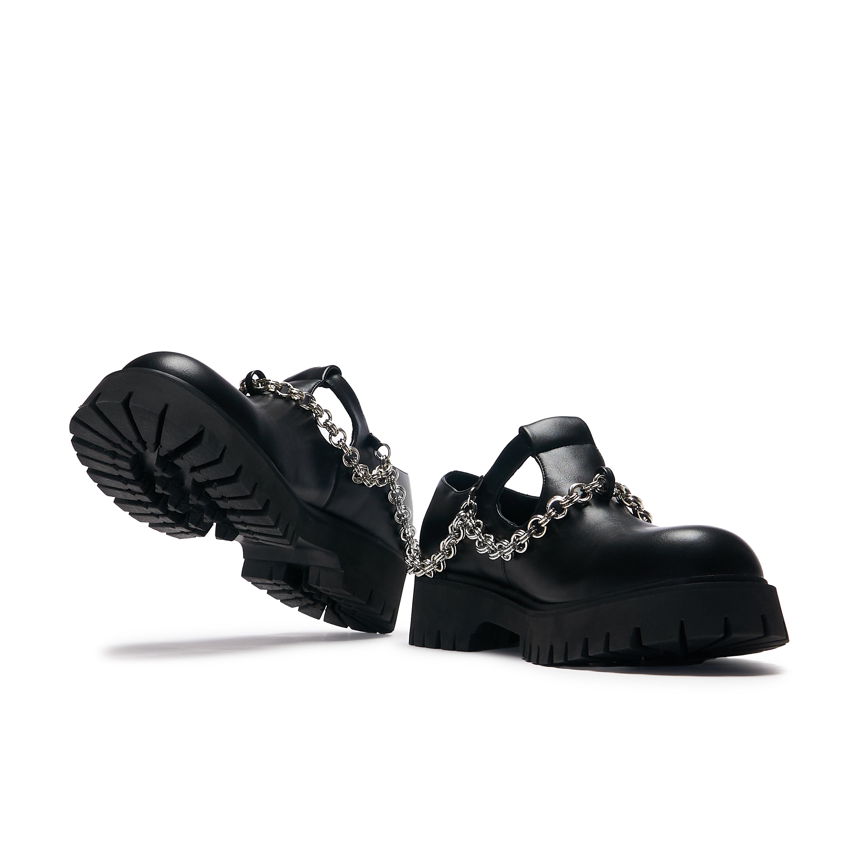 Cosmere Men's Chain Mary Janes Black Shoes - Stylish Gothic Punk Formal Footwear for Weddings, Parties & Cosplay