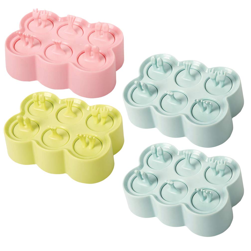 DOITOOL 4-Pack Round Silicone Ice Cube Molds with Animal Shapes - Reusable Popsicle Molds for Homemade Ice Cream, DIY Ice Pops, and Colorful Frozen Treats - Perfect for Parties, Summer Snacks, and Kids' Desserts