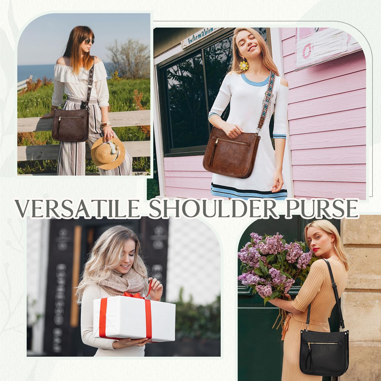 VASCHY Vegan Leather Crossbody Bag for Women - Stylish Hobo Shoulder Purse with Adjustable Guitar Strap | Perfect for Work, Travel & Everyday Use