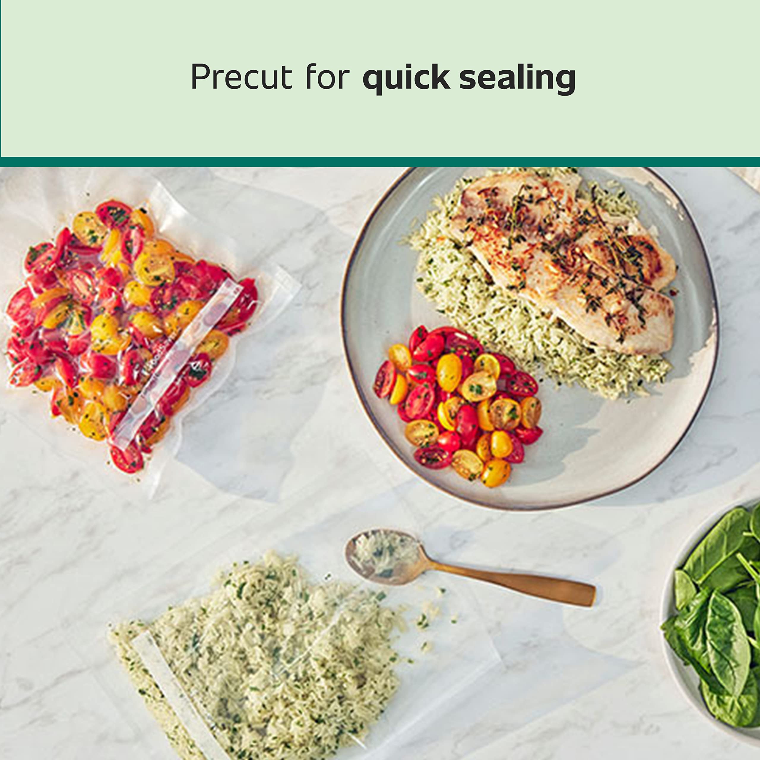 FoodSaver Vacuum Sealer Bags & Rolls - Airtight Food Storage Bags for Sous Vide, Meal Prep, Freezing & Freshness Preservation | BPA-Free, Durable & Leak-Proof | Perfect for Vacuum Sealers, Sous Vide Cooking & Long-Term Food Storage