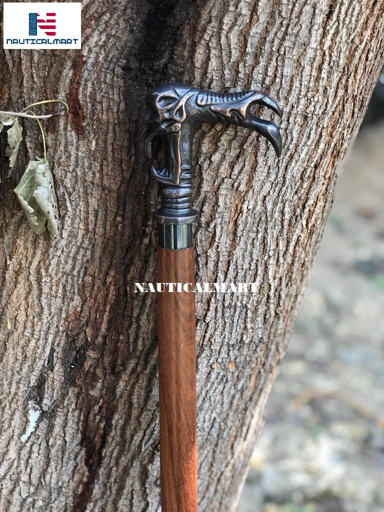 Premium Handcrafted Dragon Wooden Walking Cane for Men - Fashionable & Unique Walking Stick - Ideal for Hiking, Travel, and Elderly Support