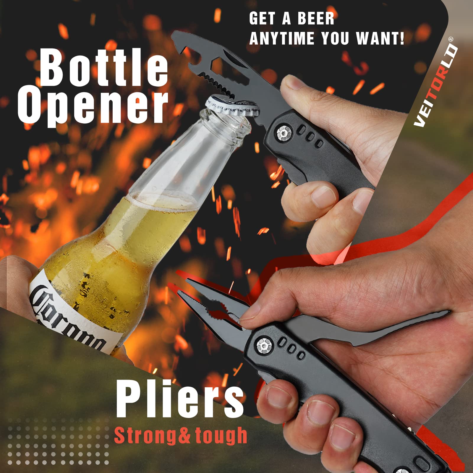 VEITORLD All-in-One Hammer Multitool - Best Birthday Gift for Dad, Grandpa, Father's Day Present from Kids & Grandchildren - Durable Camping Accessories & Outdoor Gadgets (Perfect for DIY Projects, Hiking, and Home Repairs)