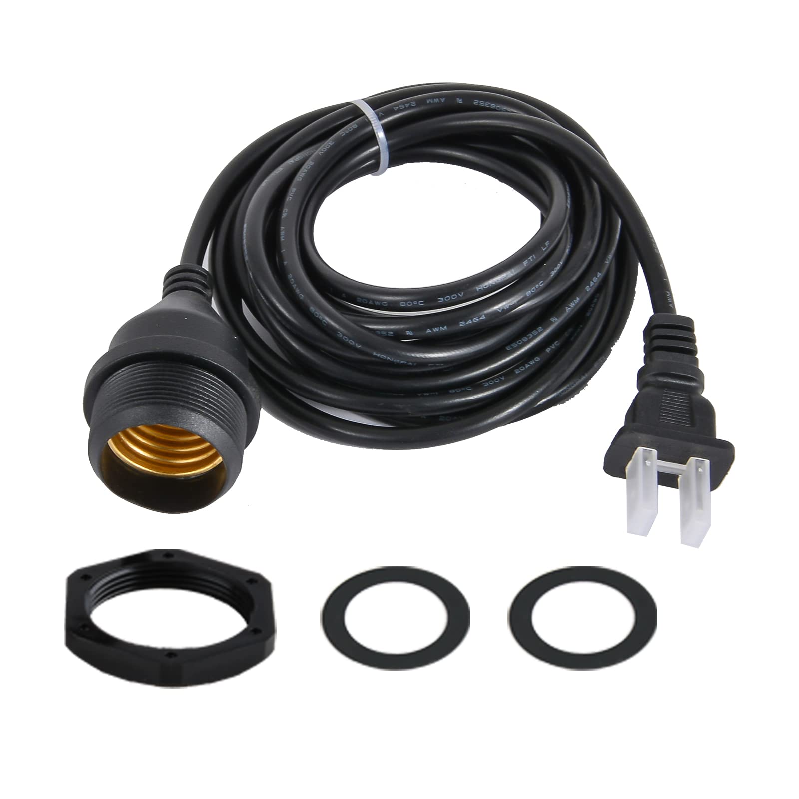 10FT Waterproof Outdoor Electric Light Socket with Wire - E26/E27 Base for Temporary Building Lighting, Construction Sites, Garden, Patio & Camping Use