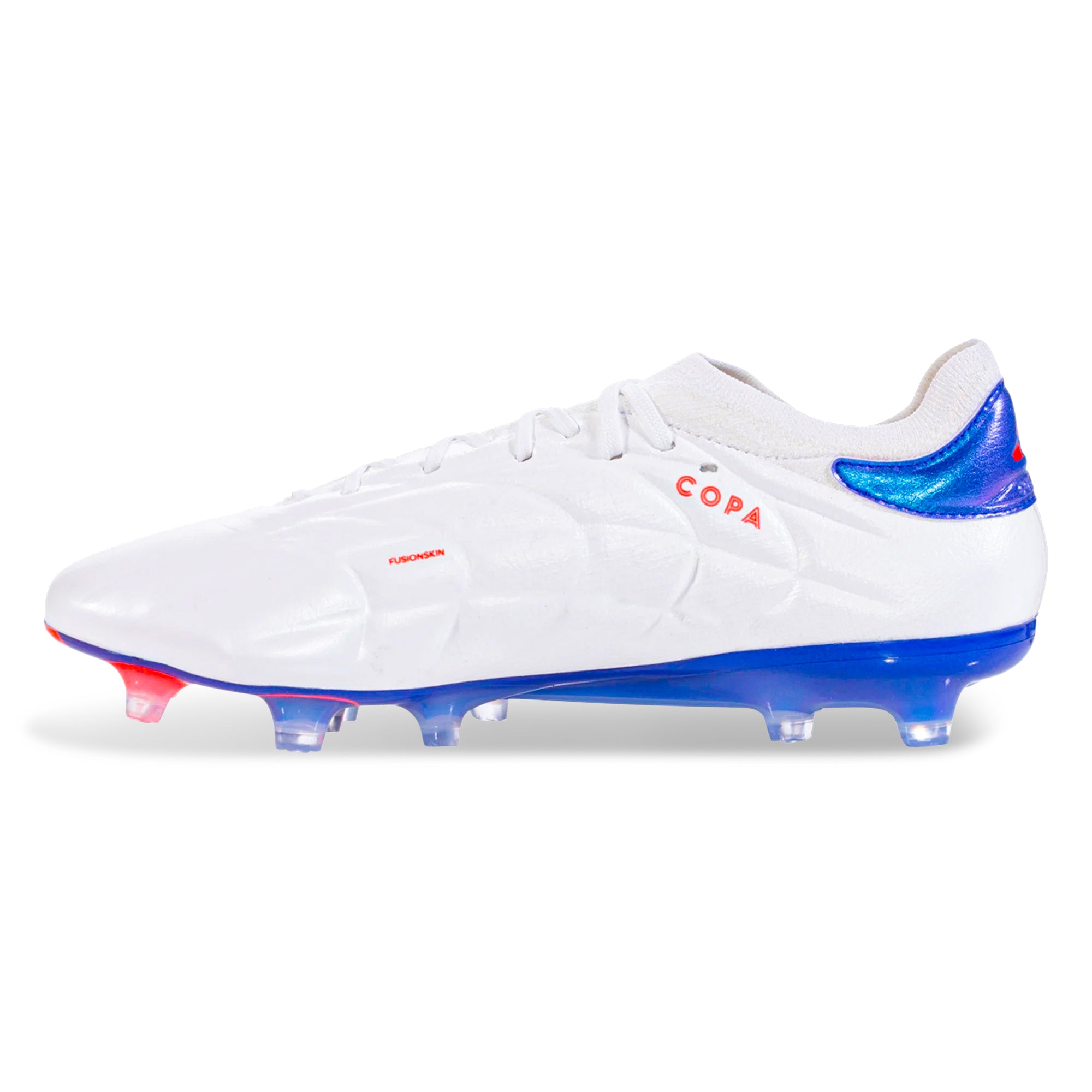 Adidas Copa Pure 2 Elite FG Soccer Cleats - White/Lucid Blue/Solar Red - Firm Ground Football Boots for Men - Perfect for Professional Matches and Training Sessions