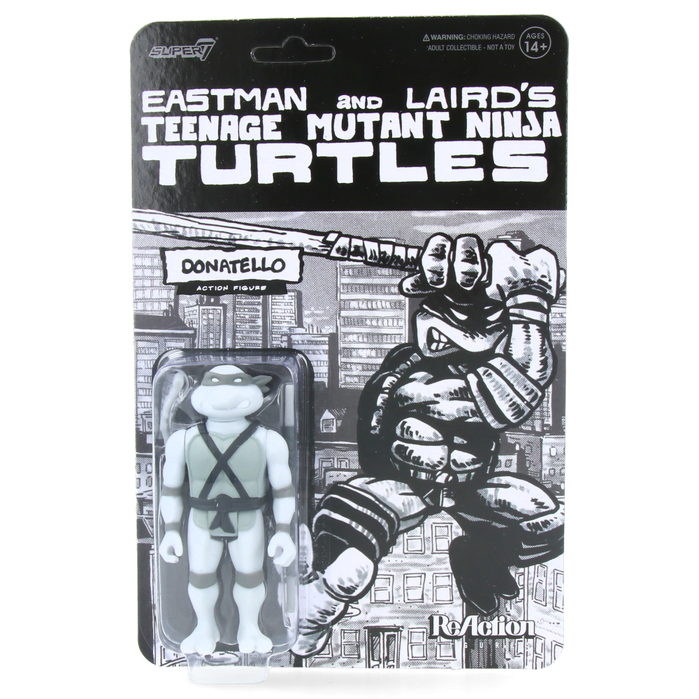 Donatello (Comic Greyscale) Teenage Mutant Ninja Turtles ReAction Figure Wave 9 - Collectible Action Figure for TMNT Fans & Comic Book Collectors - Perfect for Display, Gifts, and Nostalgic Play
