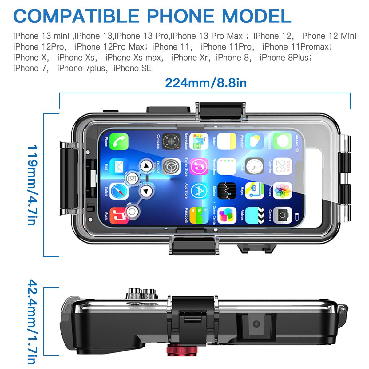**AICase Waterproof Phone Case for iPhone 13/12/11/XR/X/8/7 – 30M Underwater Protection, Shockproof & Durable Cover – Ideal for Swimming, Snorkeling, Surfing, Beach, Pool & Outdoor Adventures – Perfect for Travel, Hiking, and Water Sports Enthusiasts**