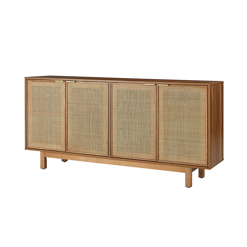 Otmar 63-Inch Wide Natural Rattan Mesh Sideboard with Storage - Multi-Purpose Buffet Cabinet for Dining Room, Living Room, or Entryway - Perfect for Home Decor and Organizing Dishes, Linens & More