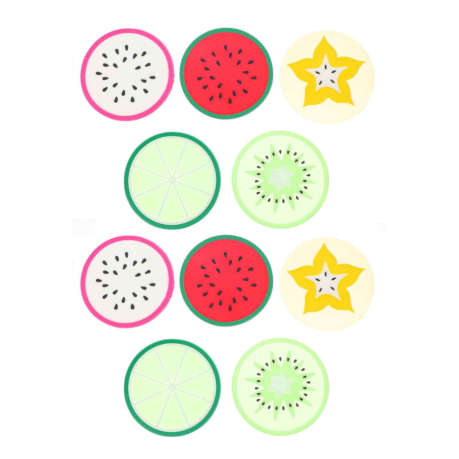 Vibrant Fruit Slice Coasters Set of 30 - Non-Slip Silicone Cup Mats with Adorable Fruit Design, Heat-Resistant Drink Holders for Kitchen, Dining Table, and Office Use - Perfect for Coffee Mugs, Wine Glasses, and Beverage Protection
