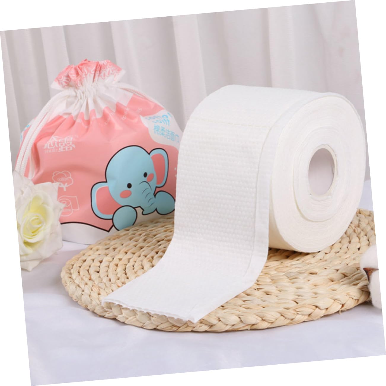 Soft Cotton Face Wipes - 2 Rolls Disposable Cleansing Towelettes for Makeup Removal & Facial Cleansing | Gentle on Skin, Perfect for Travel, Gym & Daily Skincare Routine