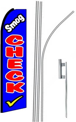 3-Pack Smog Check 15ft Swooper #4 Feather Flag Kit - Perfect for Auto Repair Shops, Car Dealerships & Gas Station Advertising