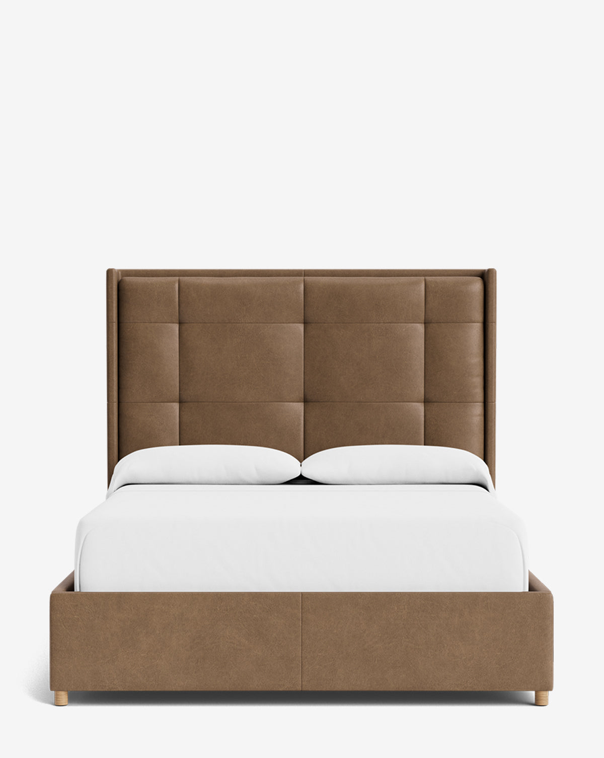 Luxury Ria Upholstered Bed Frame - Queen Size Platform Bed with Soft Fabric Headboard - Modern Bedroom Furniture for Master & Guest Rooms