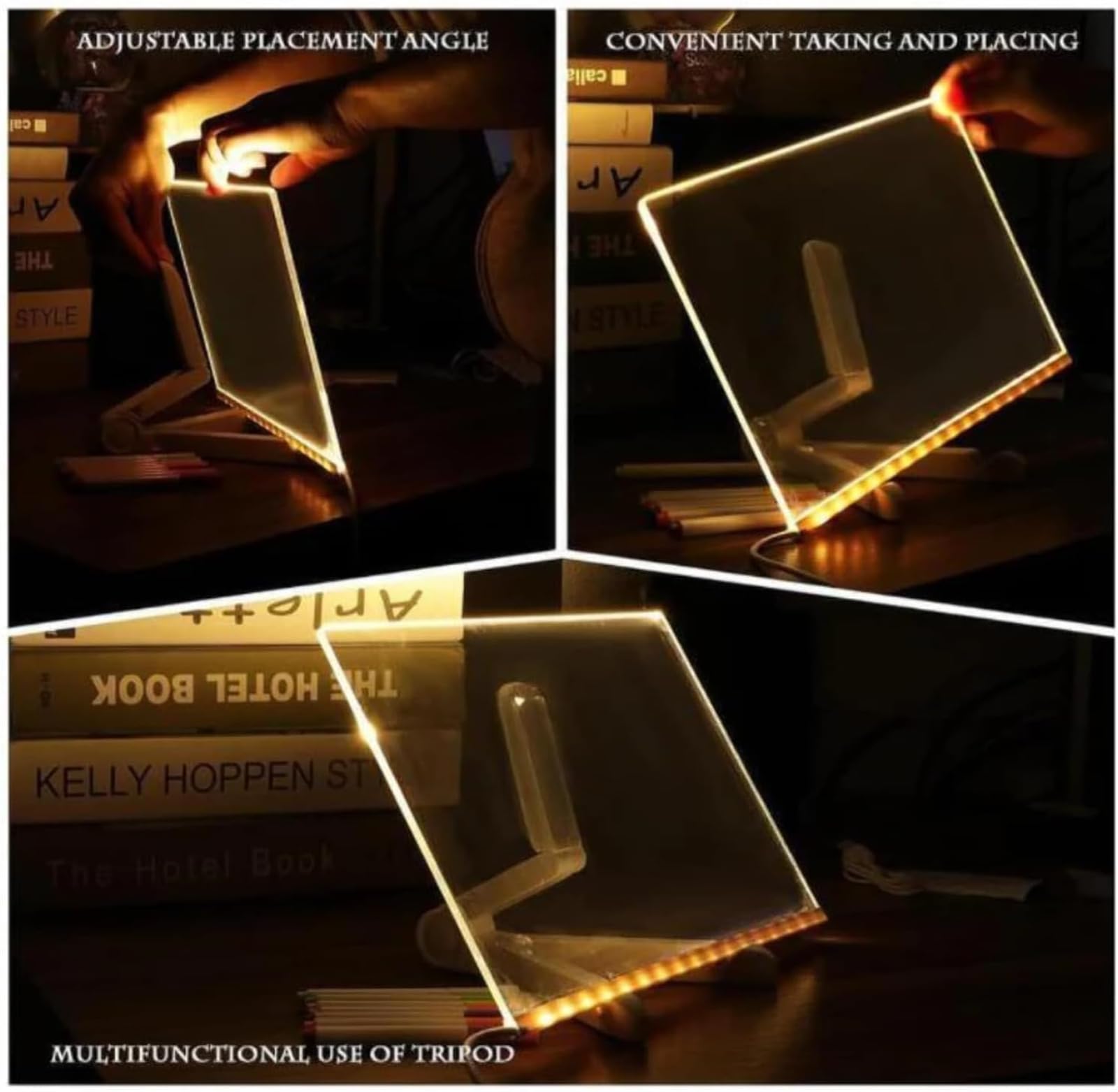 Turbo Breeze LED Light-Up Drawing Board - 30x20cm Erasable Writing & Sketching Pad for Kids & Adults with Night Light - Perfect for Home, Office, Travel & Creative Play