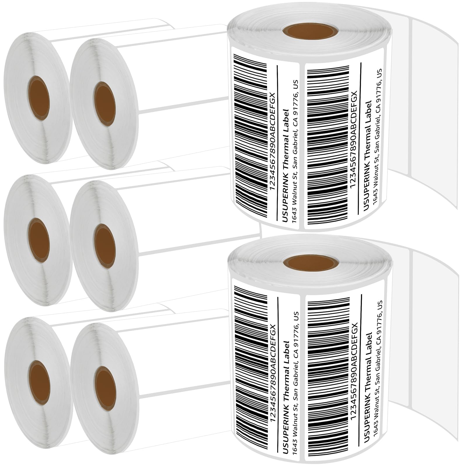 8 Rolls (810 Labels/Roll) Brother RDS03U1 Compatible White Paper Labels - 4