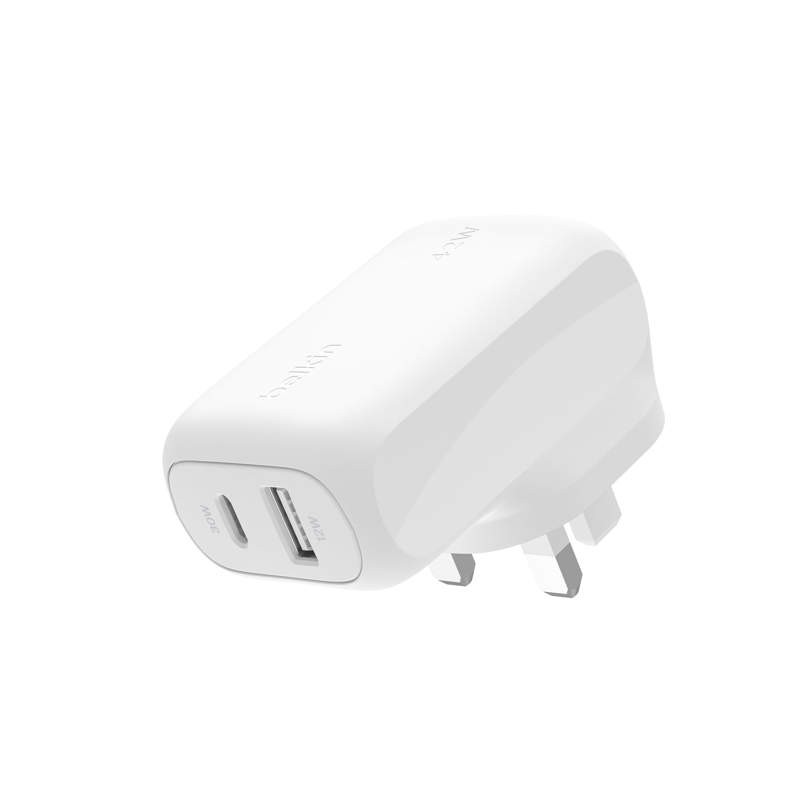 Belkin BoostCharge 42W Dual Port Wall Charger - Fast USB-C & USB-A Charger for iPhone 16 Series, Galaxy S24, iPad, Pixel & More | Compact Travel Charger for Home, Office & Car | White