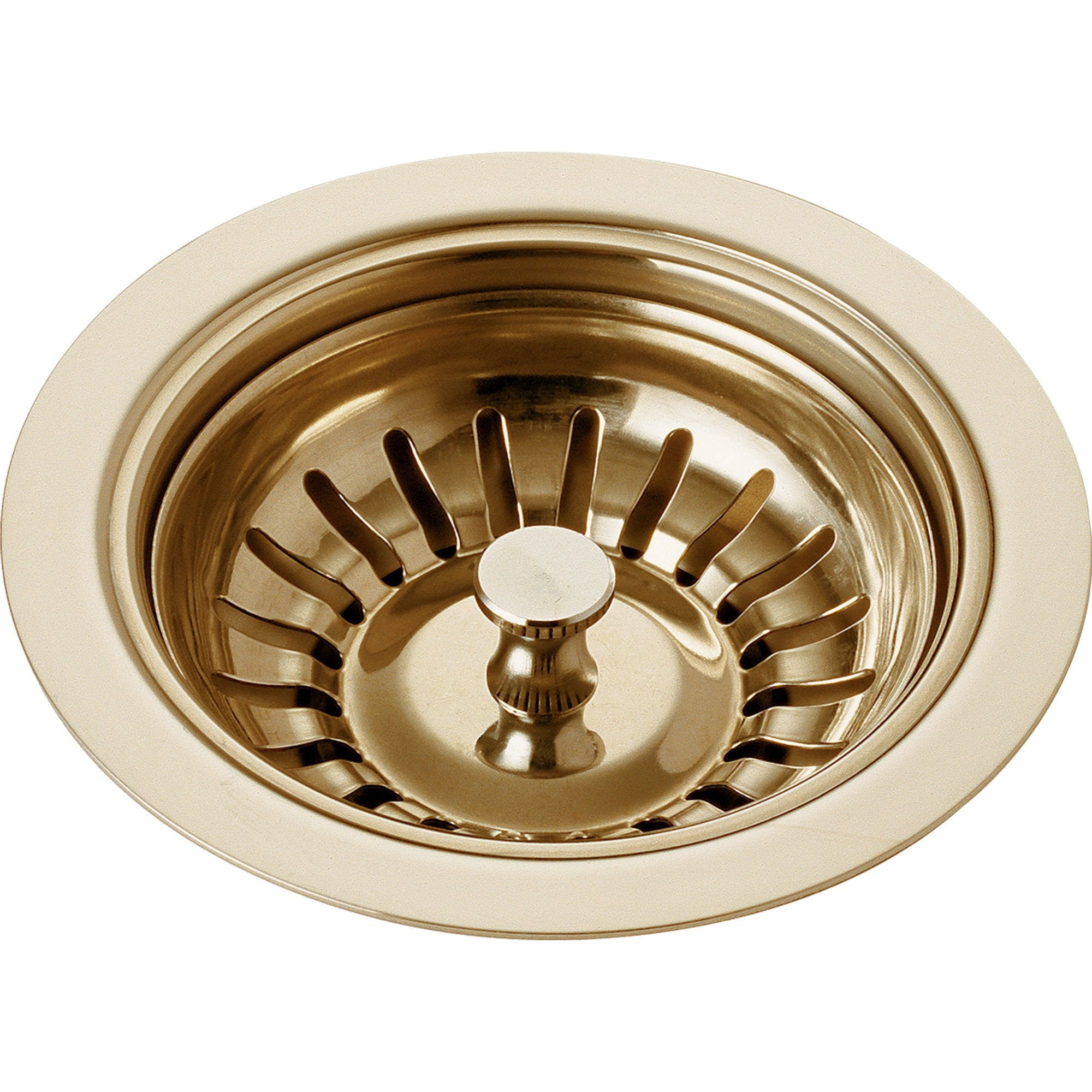Delta 4-1/2 Inch Polished Brass Kitchen Sink Flange & Strainer 536617 - Durable Sink Drain Assembly for Modern Kitchens, Bathrooms & Utility Sinks
