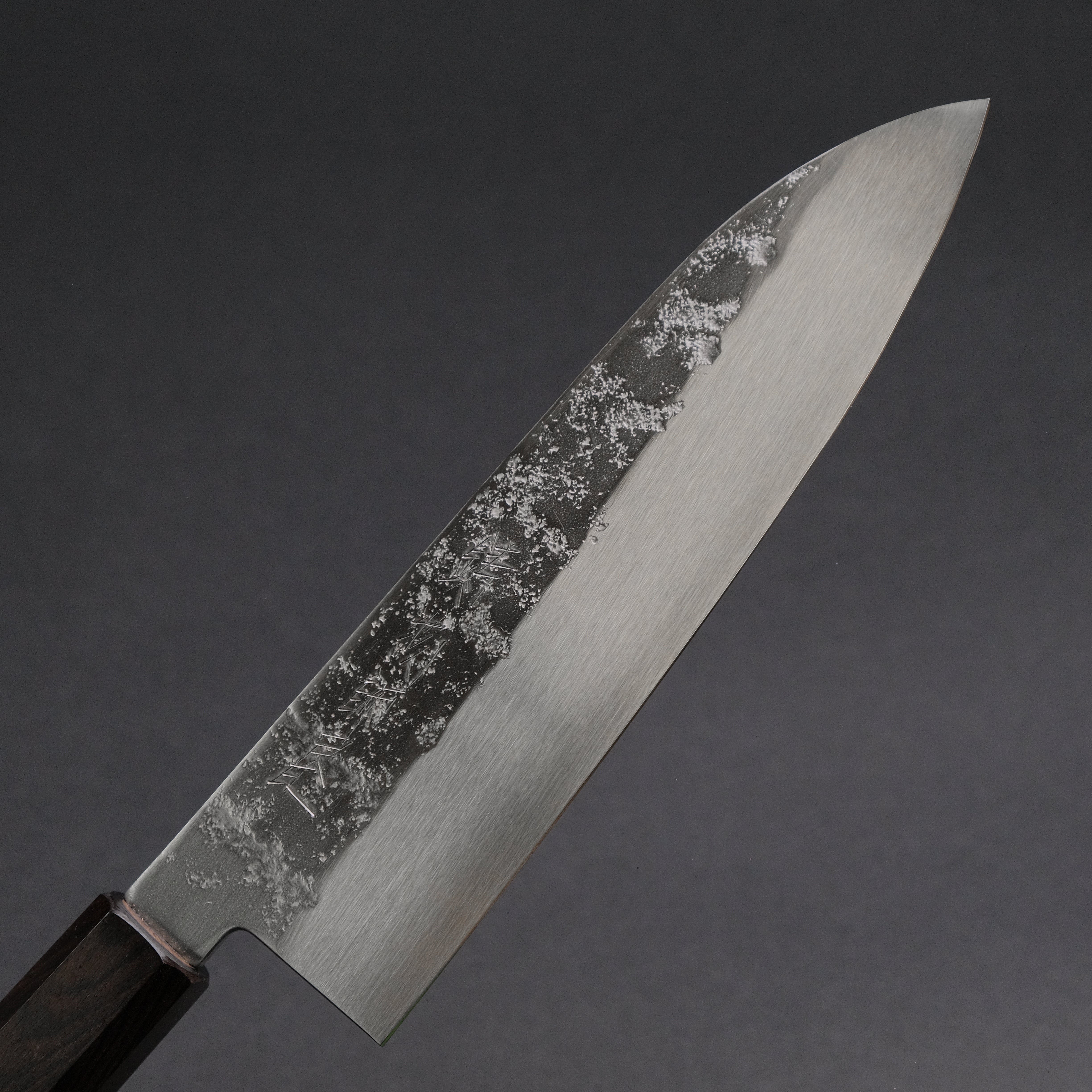 Hitohira Imojiya TH Silver #3 Nashiji Santoku Knife with Ebony Handle - Premium Japanese Kitchen Knife for Slicing, Dicing & Chopping Vegetables, Meat & Fish