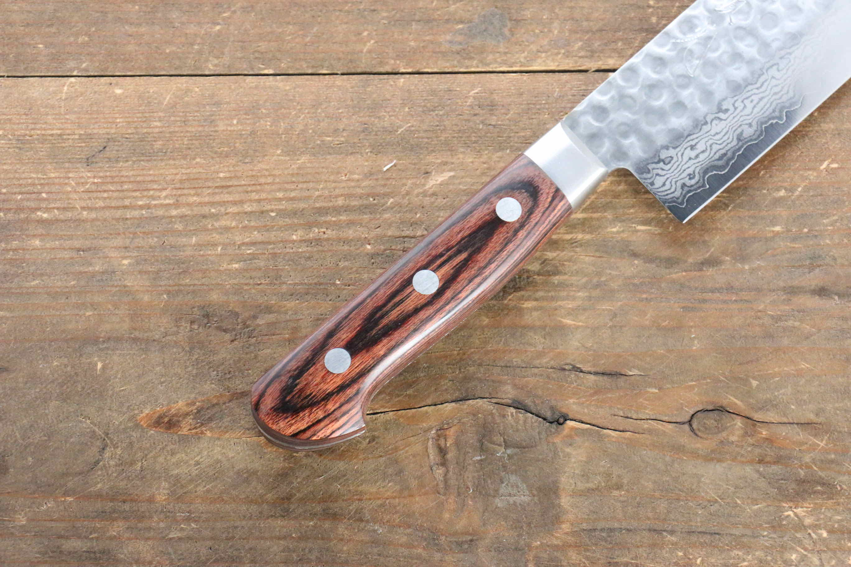 Jikko VG10 17-Layer Japanese Nakiri Knife 160mm - Mahogany Handle - Professional Vegetable & Herb Knife for Home Chefs & Sushi Lovers