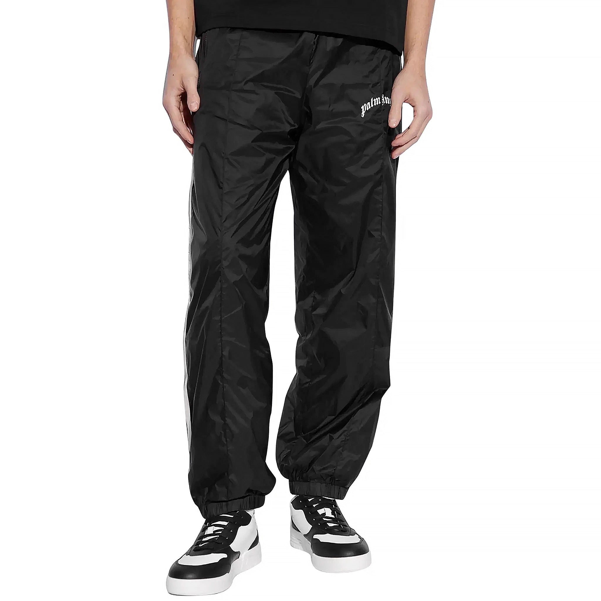 Palm Angels Nylon Black White Track Pants - Vintage Preowned Men's Joggers for Streetwear & Casual Outfits | Perfect for Gym, Lounge & Urban Fashion