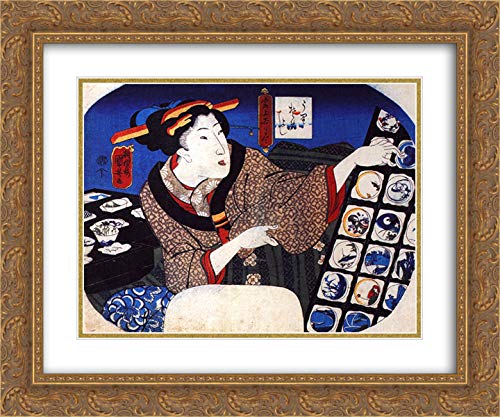 Decorative Bowls 24x20 Gold Ornate Frame - Double Matted Museum Art Print by Utagawa Kuniyoshi - Perfect for Home Decor, Wall Art & Gift Giving