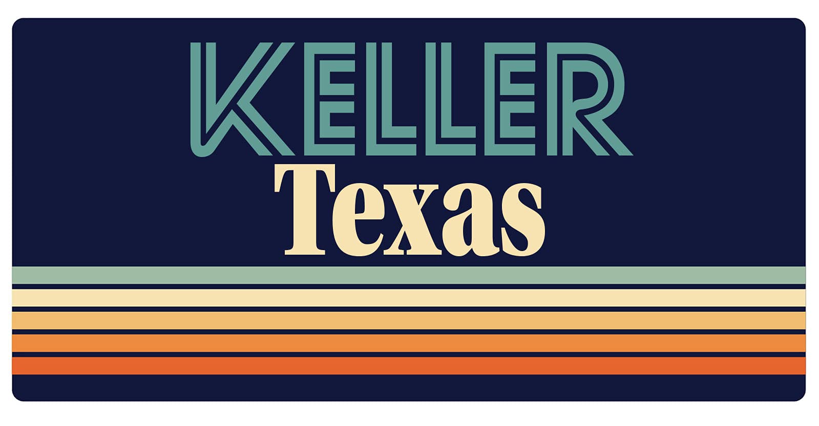 Keller Texas 5 x 2.5-Inch Retro Fridge Magnet - Vintage Style Decorative Refrigerator Magnet for Home, Office & Dorm Room Decor