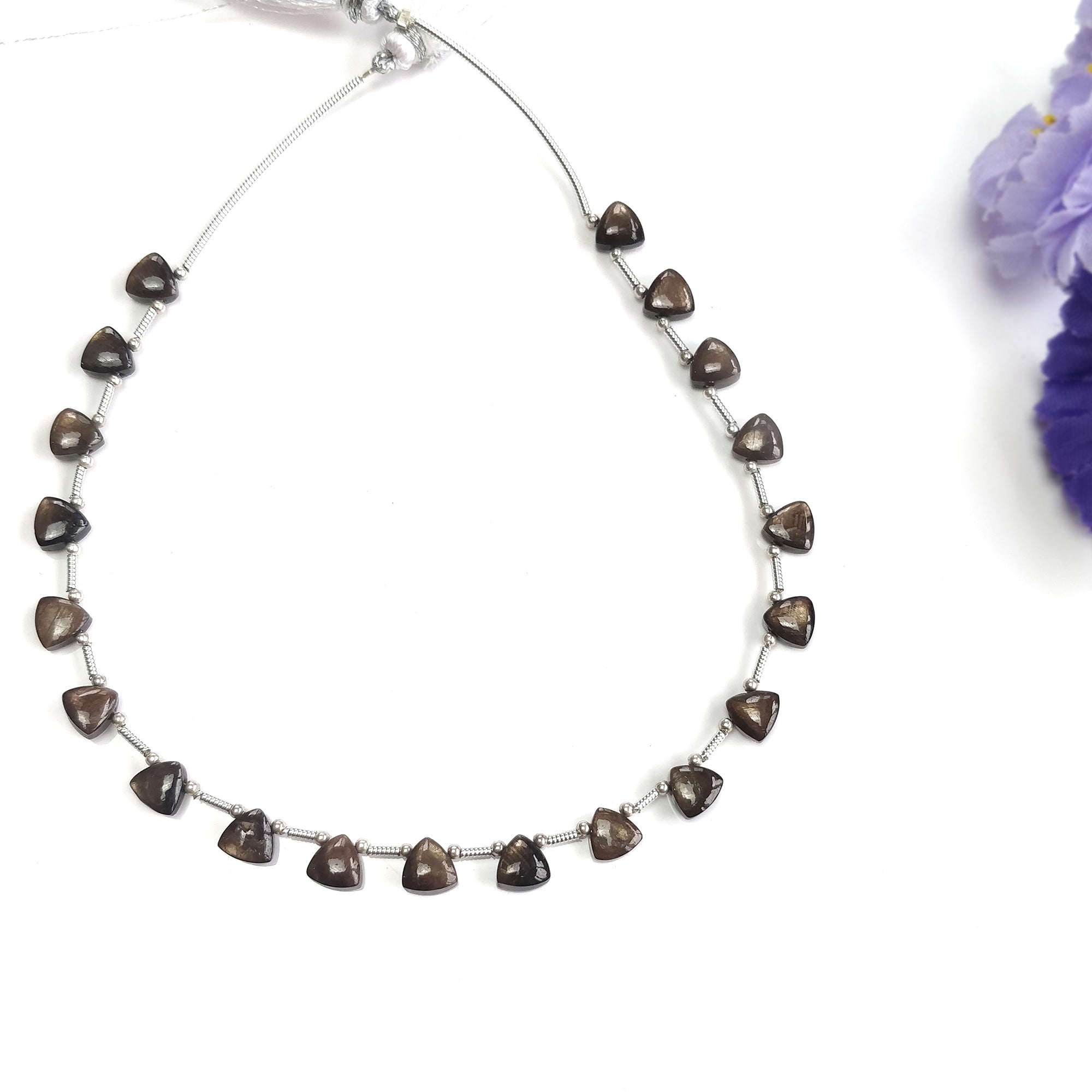Natural Unheated Golden Brown Chocolate Sapphire Gemstone Cabochon Loose Beads - 28.00cts Triangle Plain Nuggets (6mm) for Jewelry Making, DIY Crafts & Healing Crystals