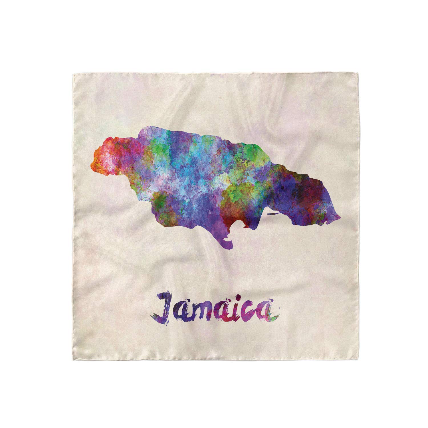 Ambesonne Jamaican Head Scarf - Vibrant Abstract Country Map Print Hair Wrap for Women, Beach, Travel & Summer Fashion Accessory