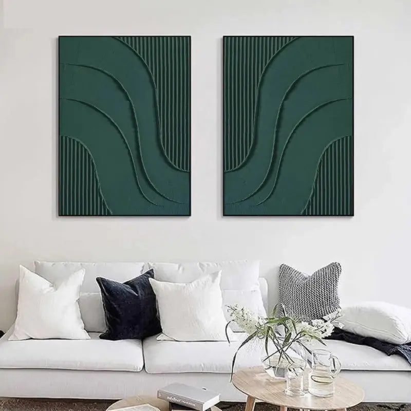 Abstract Tranquility Wall Art Set of 2 - Modern Minimalist Canvas Prints for Living Room, Bedroom & Office Decor #WS015