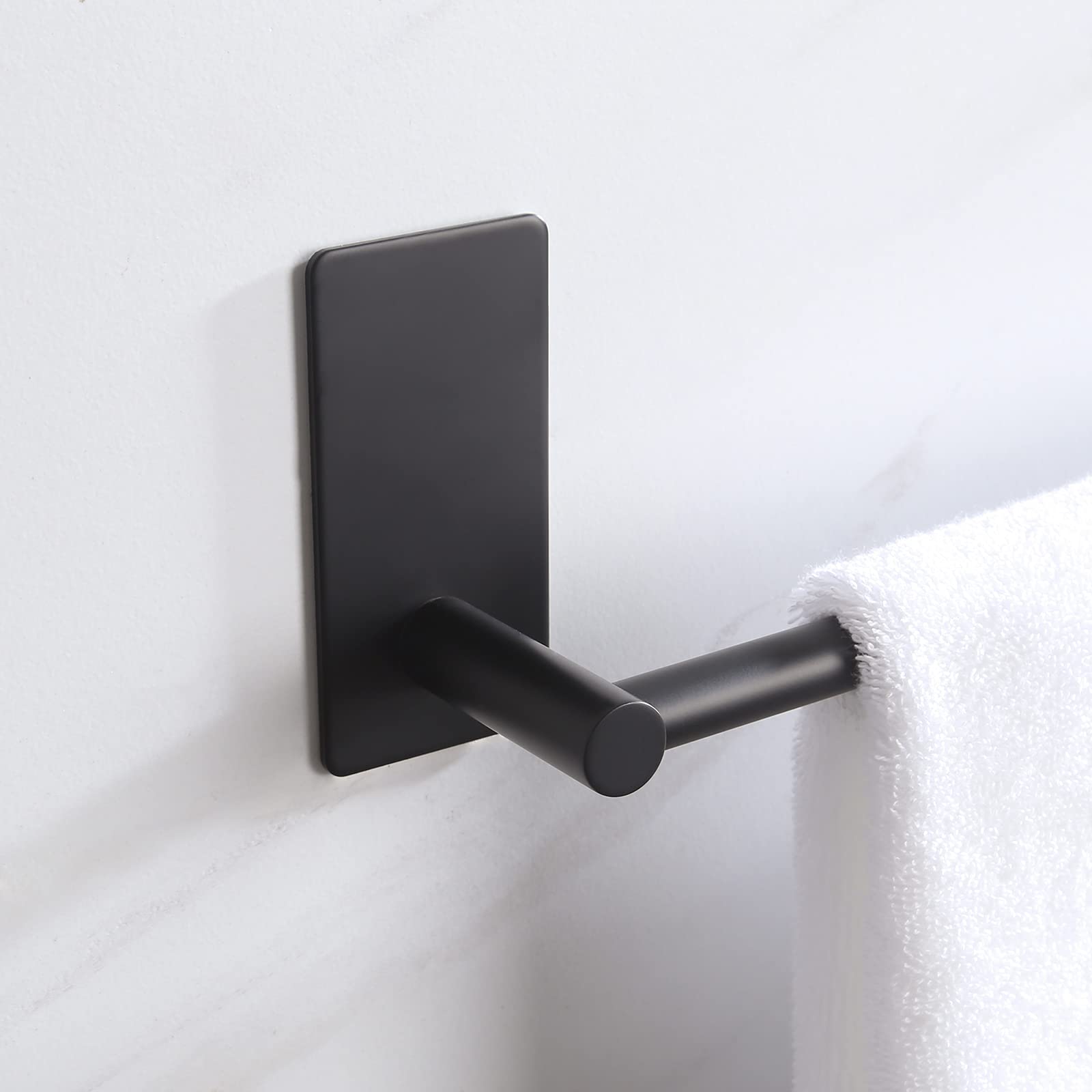 24-Inch No Drill Adhesive Bathroom Towel Bar - SUS 304 Stainless Steel Matte Black Wall Mounted Hand Towel Holder (A7000S60B-BK) - Perfect for Bathrooms, Kitchens, and Small Spaces Without Drilling