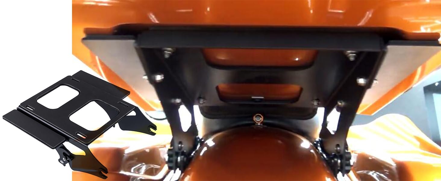 **Amber Whiskey Tour Pack for Harley-Davidson Motorcycles - Detachable Mounting Bracket, Black Stitching Liners & Top Luggage Rack - Fits 2014+ Harley Touring Models - Perfect for Long-Distance Rides & Road Trips**